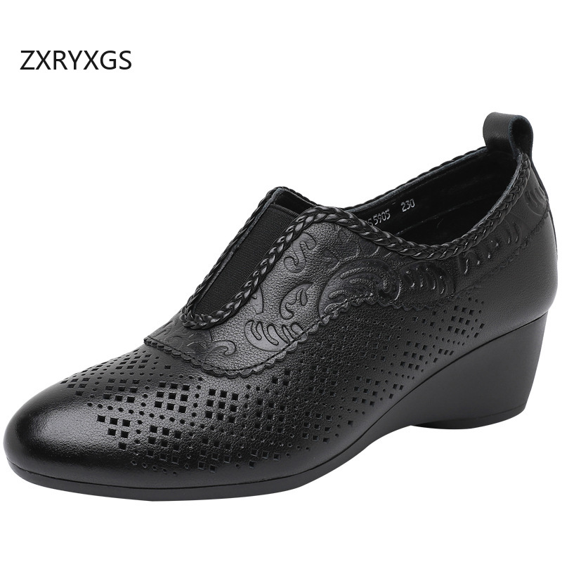ZXRYXGS Top Layer Cowhide Holl - Women Shoes Size 4 In Cm recension och pris