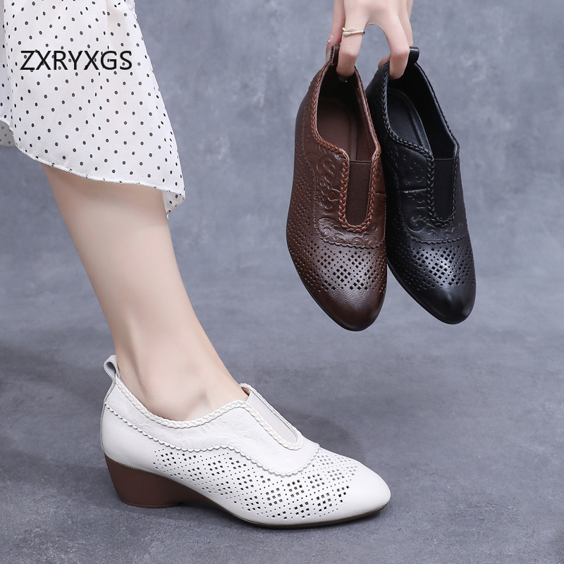 ZXRYXGS Top Layer Cowhide Holl - Women Shoes Size 4 In Cm recension och pris