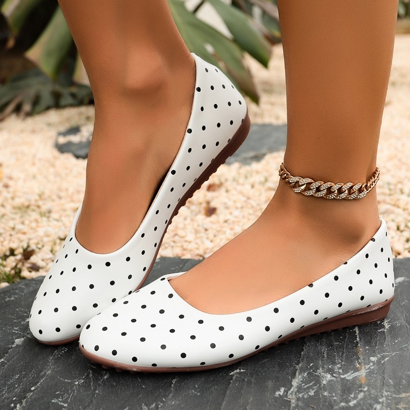 Ladies White Polka Dot Flats R - Women Shoes For Walking recension och pris