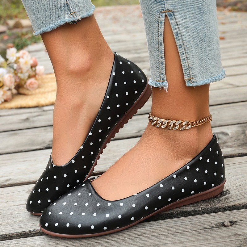 Ladies White Polka Dot Flats R - Women Shoes For Walking recension och pris