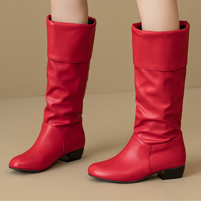 Slip on Knee High Boots Pleate - Women Shoes Waterproof recension och pris