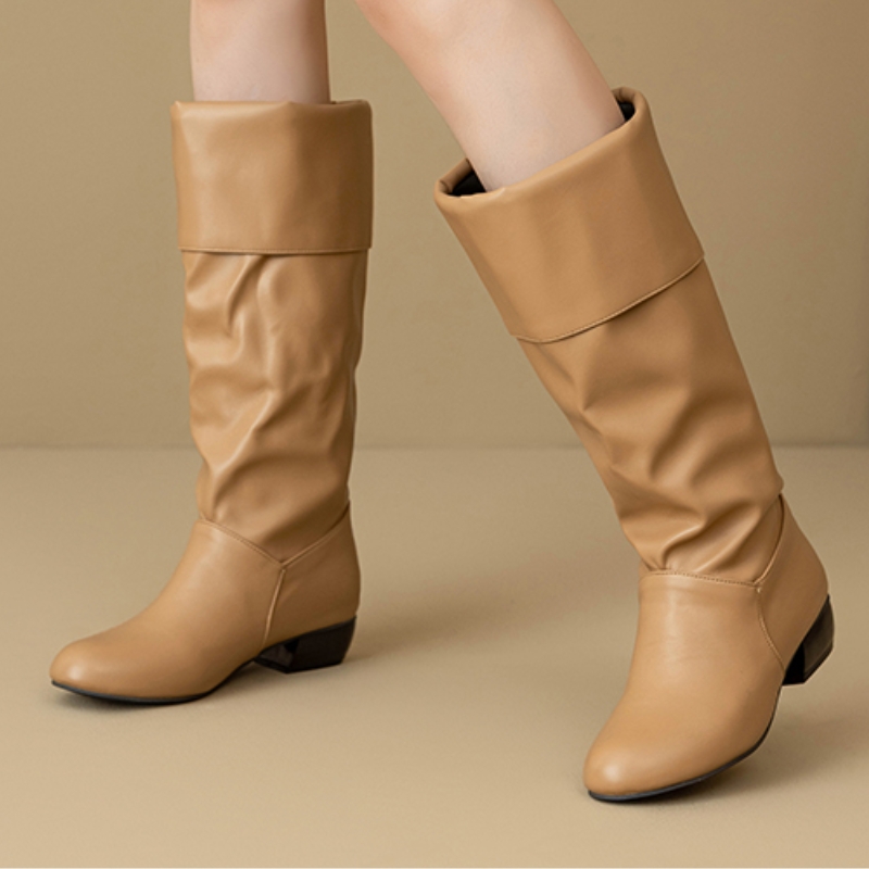 Slip on Knee High Boots Pleate - Women Shoes Waterproof recension och pris