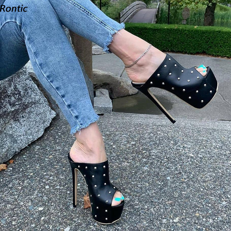 Rontic 2021 Handmade Women Mul - Women Shoes Waterproof recension och pris