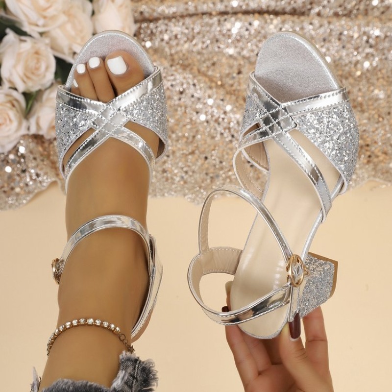 Women Block Heels Sandals Gold - Ankle Strap Heels recension och pris