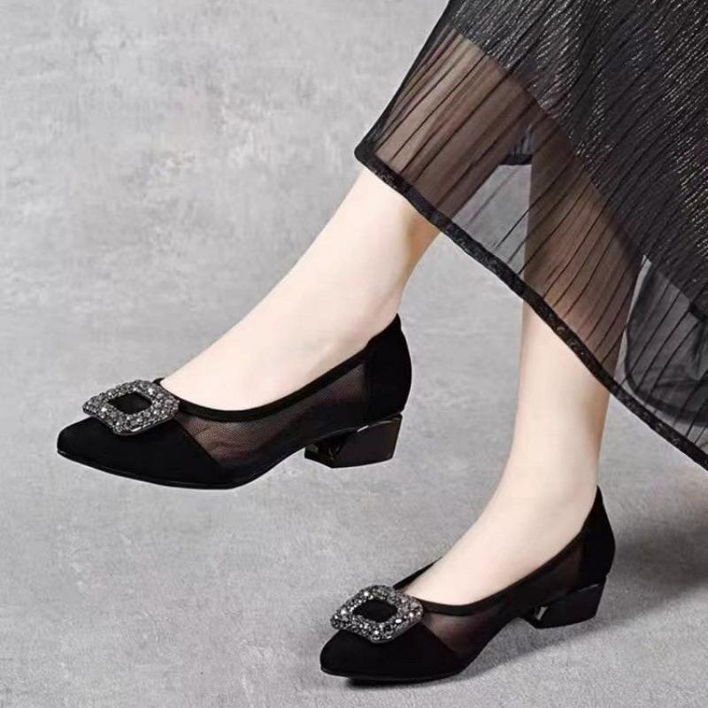 Elegant Pointed Toe Mesh Block - Women Shoes Size recension och pris