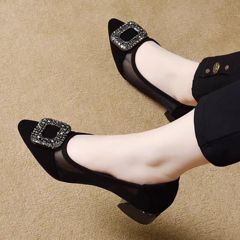 Elegant Pointed Toe Mesh Block - Women Shoes Size recension och pris